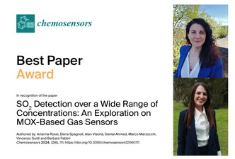 Best Paper Award: lo studio delle Dott.sse Fabbri e Rossi premiato dalla rivista Chemosensors